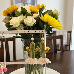 Cactus Fabric Dangling Earrings